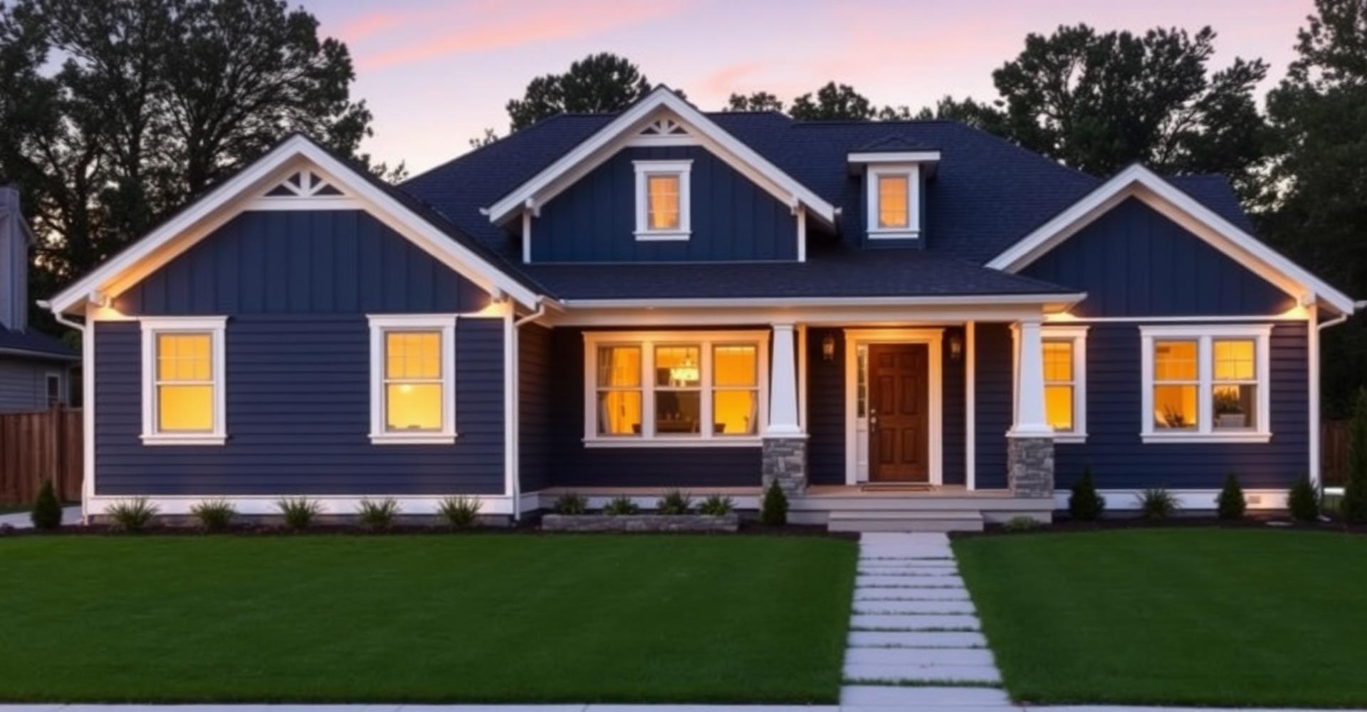 Craftsman-style home at dusk